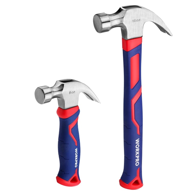 Juego de martillos con forma de garra WORKPRO de 2 piezas, 225 g y 450 g, mango de fibra de vidrio
