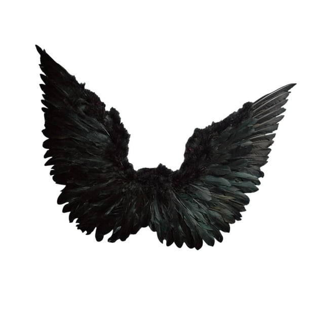 Alas de ángel Sunnimix Disfraz de ángel ligero con correas para los hombros Negro 55 cm x 45 cm