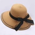 thumbnail image 2 of ZHENHONG Sun Hats for Women Floppy Foldable Ladies Women Bow Straw Beach Sun Summer Hat Wide Brim Hats, 2 of 2