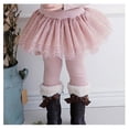 thumbnail image 3 of 3-8 T Little Girls Footless Leggings with Tutu Tulle Ruffle Skirt Stretchy Cotton Pantskirt Tight Pants for Spring,Pink,8 Years, 3 of 5