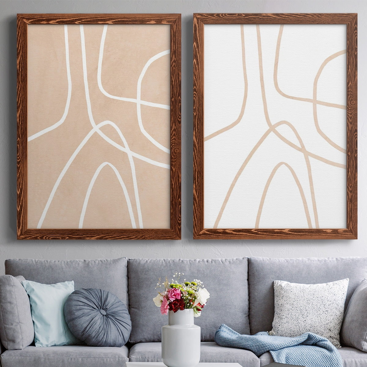 Clean Contour I - Premium Framed Canvas 2 Piece Set - Ready to Hang