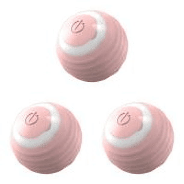 Juguete interactivo para gatos con luces LED, bola rodante que rebota en movimiento automático, color rosa