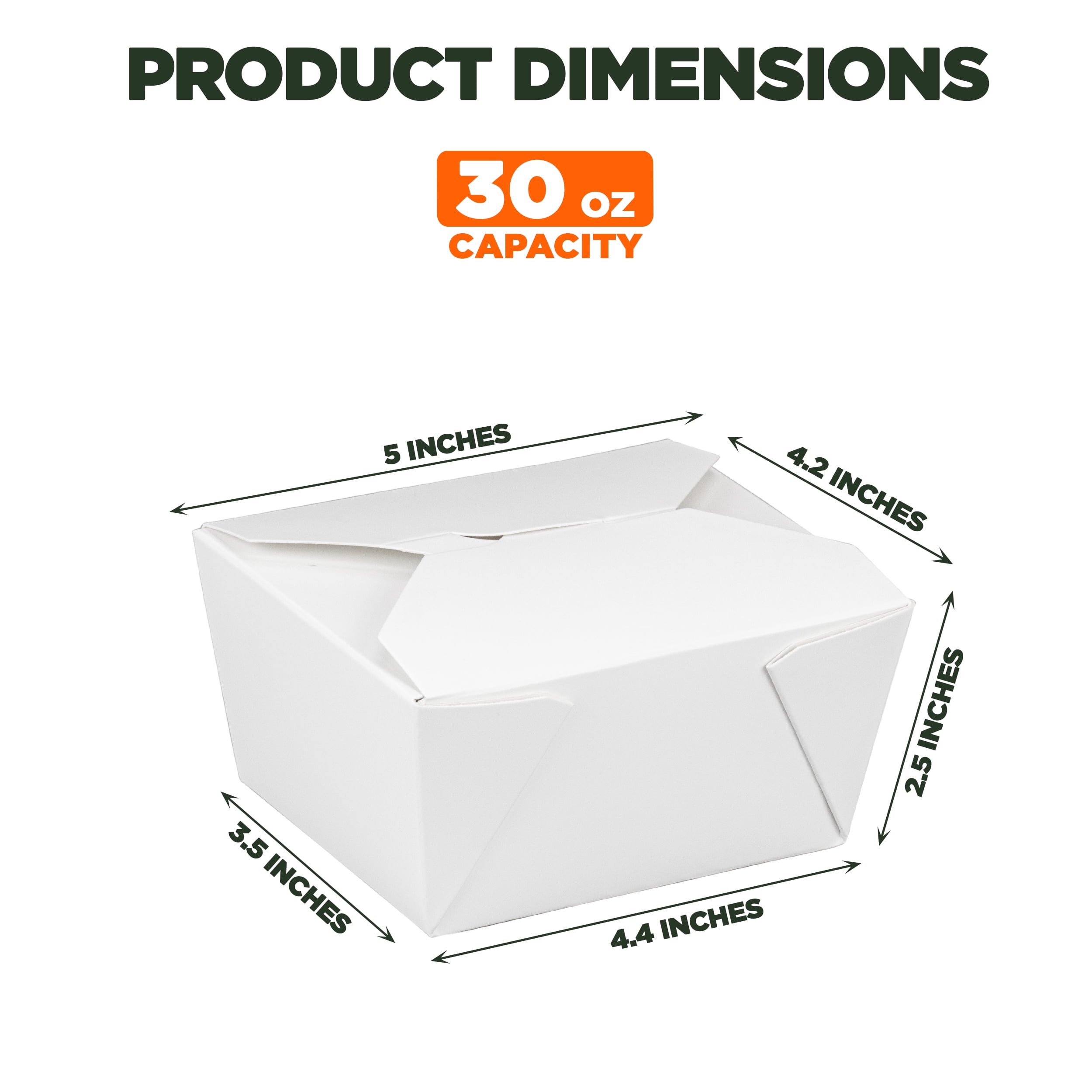 Ireer 50 Pack 30oz to Go Boxes Small Take out Food Box Paper Disposable to  Go Containers for Restaurant, Christmas Party and Home(White, Solid Color