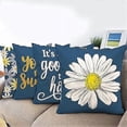thumbnail image 2 of Daisy Cushion Covers Set of 4, Linen Square Flower Throw Pillow Case 18x18 Inch for Decorative Sofa Bed Home Car, 2 of 3