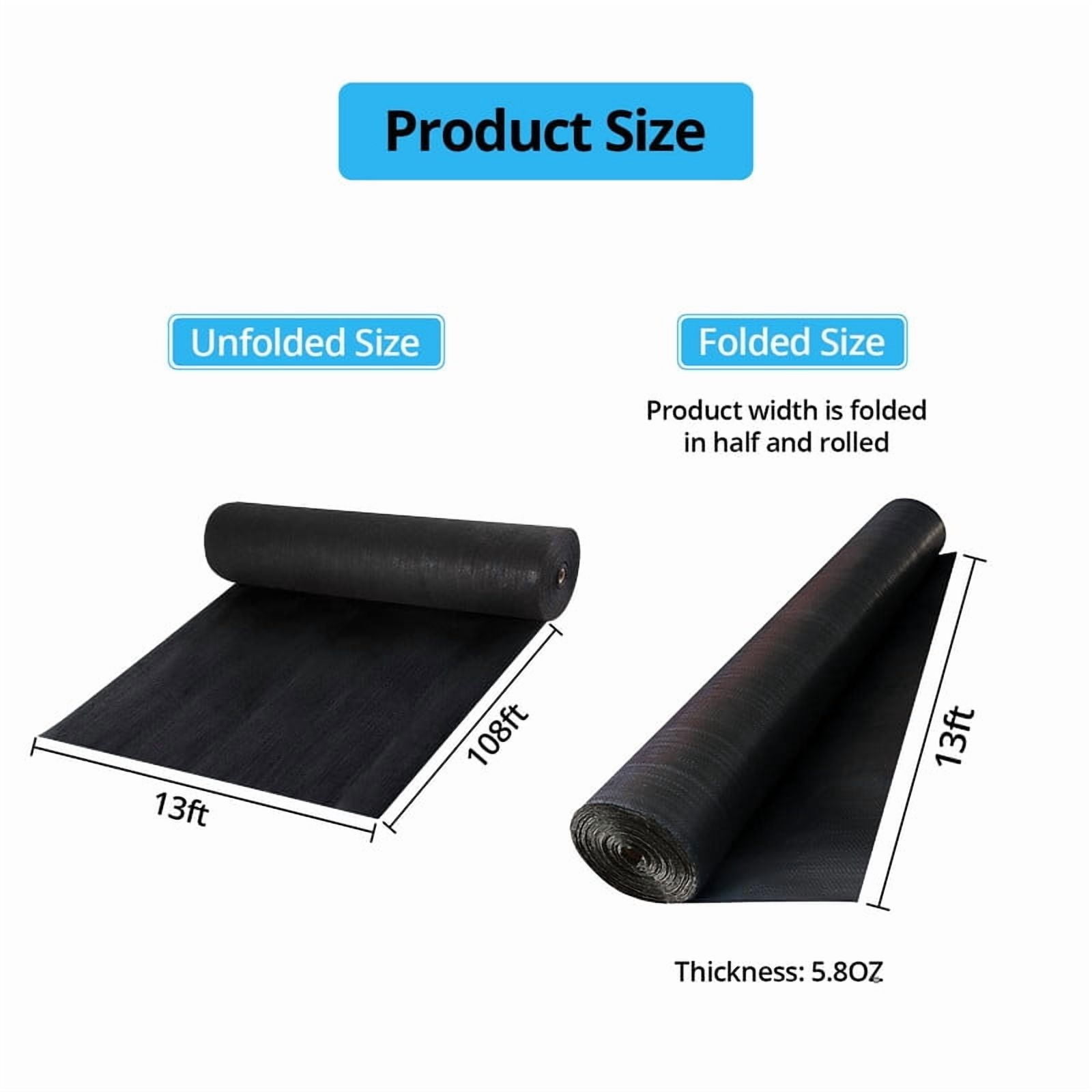 Driveway Fabric 13x108 FT – 5.8oz Heavy Duty Woven Weed Barrier, Commercial Grade Geotextile for Gravel Driveway Stabilization, Landscaping & Erosion Control, Black