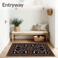 thumbnail image 3 of ODIKA 5'x7' Machine Washable Non-Slip Area Rug, Nordic Winter Pine Branches with Stylized Berry Motif and Merry Lettering High Traffic Rug with Pad, Black, 623649, 3 of 8