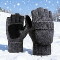 thumbnail image 2 of KHONTS Thermal Insulation Fingerless Gloves for Women and Men Winter Warm Knitted Convertible Mittens Flap Dark Gray One Size, 2 of 4