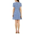 thumbnail image 4 of MODA NOVA Junior Tie V Neck Short Sleeve Ruffle Floral a-Line Dress Blue L, 4 of 6