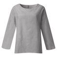 thumbnail image 4 of Yigetop Linen Shirts for Women Linen Shirts for Women 2025 Trendy Long Sleeve Summer Tops Casual Loose Tshirts Basic Tees Women's Linen Shirt Grey 2XL, 4 of 5