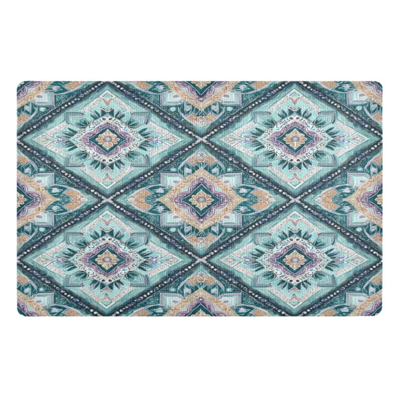 32"x20" Door Mat Mat Absorbent & Non-Slip Entryway Rug Washable Floor Mat Pastel Blue Shape Pattern