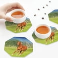 thumbnail image 7 of Gaeub horse running freely Print 6 Pcs Leather Coasters for Drinks ,Drink Coasters Sets,Drink Table Cup Coasters for Living Room Kitchen Coffee Decor,Octagon, 7 of 7