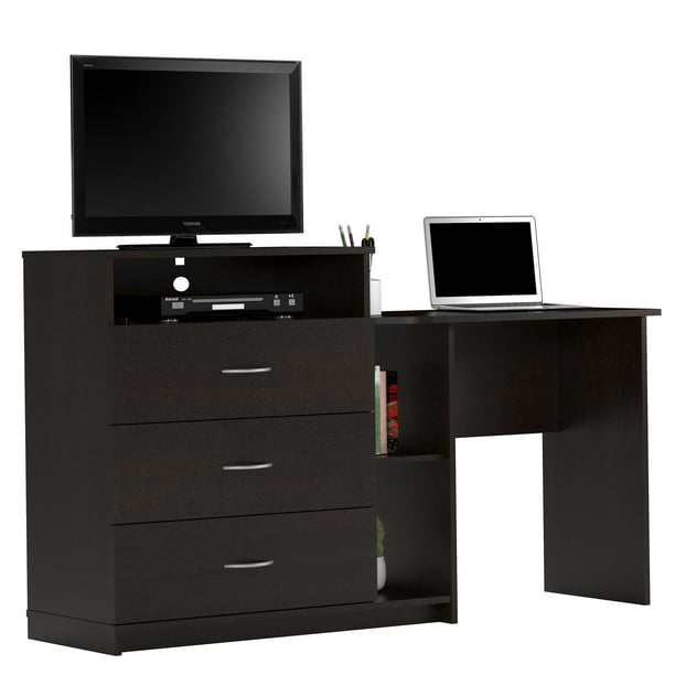 Ameriwood Home Somerset Media Dresser And Desk Espresso Walmart