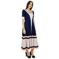 thumbnail image 1 of Bimba Robe Kurti Indienne Longue Bleue Évasée pour Femmes à Manches Courtes, Kurta Décontractée, Vêtement Personnalisé, 1 of 8