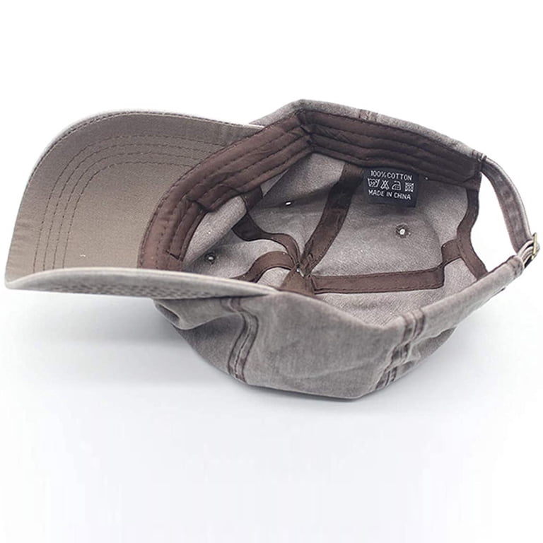 Brown Unisex Vintage Washed Distressed Baseball-Cap Womens  display picture 3
