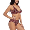 thumbnail image 2 of Wukai Red Floral Women's Bikini Set Two Piece,wimsuit High Waisted V Neck Twist Front Adjustable Spaghetti Straps Bathing Suit-X-Large, 2 of 7