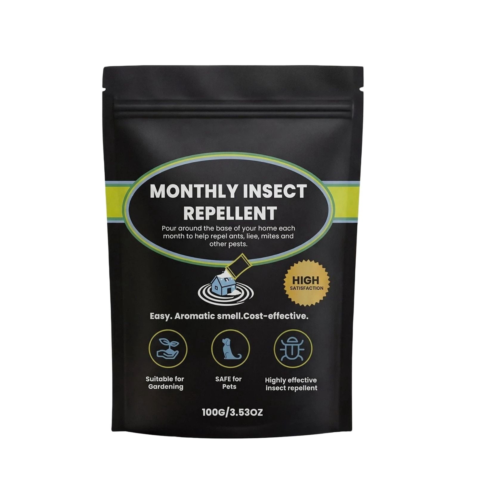 QARUN Insect Repellent,Monthly Insect Barrier,Multi-Purpose Natural Repellent for Outdoors,Keep Ants,Ticks,Fleas,Mites & Others Away,Suitable for Gardening,100G/3.53Oz