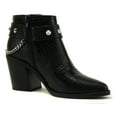 thumbnail image 2 of Soda Women Ankle Boots Side Zipper Back Chain Studded Booties Block Heel Pointy Toe ECOMM-S Black 8.5, 2 of 4