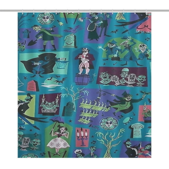 Haunted Mansion Shower Curtain Bathroom Curtains Waterproof Fabric Home Partition Screen Living Room