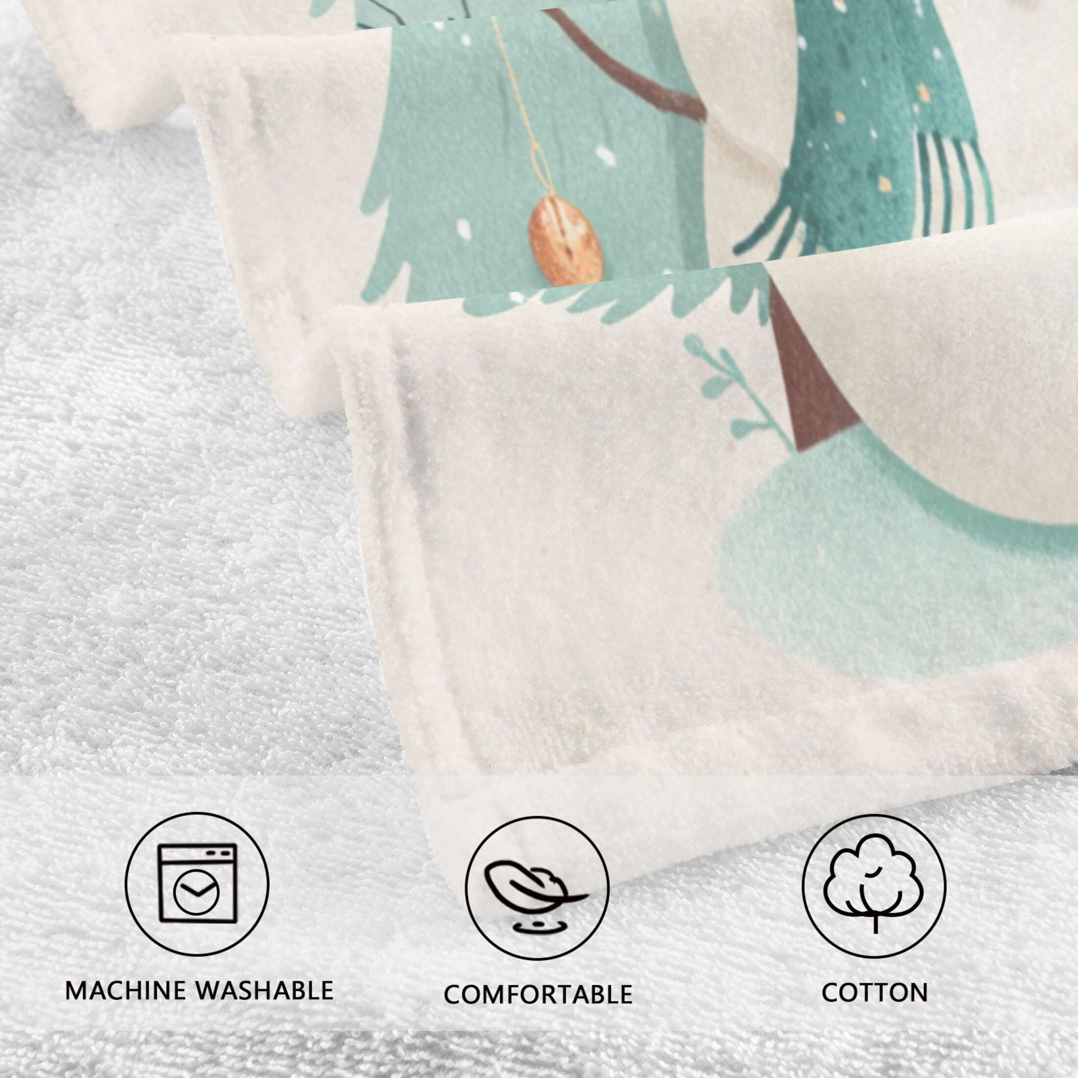 Cotton Towel Two-Piece 16x28 Inch One Sizex2 Face Towel Set Towel Set Cotton Hand Bath Towel Bathroom Beach Watercolor Christmas Snowman