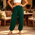 thumbnail image 5 of Women's Lightweight Cotton Straight Leg Yoga Pants, Mid Elastic Waist with Pockets, Soft Stretchy Lounge Pants for Casual, Workout, Travel, Womens Trousers | UKHCCC,Army Green L, 5 of 8