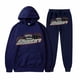 thumbnail image 1 of Womens Plush Long Sleeved Pants Loose Fitting Pullover With Letter Print And Rope Hoodie Two-piece, 1 of 2