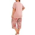 thumbnail image 5 of MUKVIK Plus Size Pajamas for Women Set, Womens Plus Size Short Sleeve V Neck Capri Pants Pajama Sets with Pockets(Floral Brown 1,3X), 5 of 8