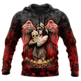 thumbnail image 2 of Sudadera con capucha y sudadera con estampado 3D de tatuaje de calavera roja oscura para hombre, sudadera unisex de primavera y otoño, ropa deportiva informal, 2 of 5