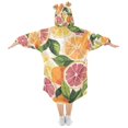 thumbnail image 2 of FORMRS Wearable Blanket Hoodie with Sleeves for Kids Cozy Flannel Sweatshirt, Citrus Leaves, 2 of 7