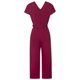 thumbnail image 5 of Mono Qarigey para mujer Cuello en V Manga corta Color sólido Vino rojo S M L XL, 5 of 6