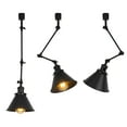 thumbnail image 1 of FSLiving J-Type Track Pendant Lights with Adjustable Arm, Vinatge Design Black Metal Shade DIY Lighting for Farmhouse Sloping Ceiling Decor (Ceiling Track & Bulb are Sold Separately) - Set of 3, 1 of 8