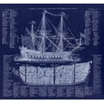 thumbnail image 2 of Lavoie, Tina 13x12 Gold Ornate Wood Framed with Double Matting Museum Art Print Titled - British War Ship Blueprint, 2 of 4
