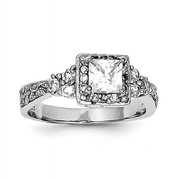 Bague Carrée en Argent Sterling CZ Taille 7