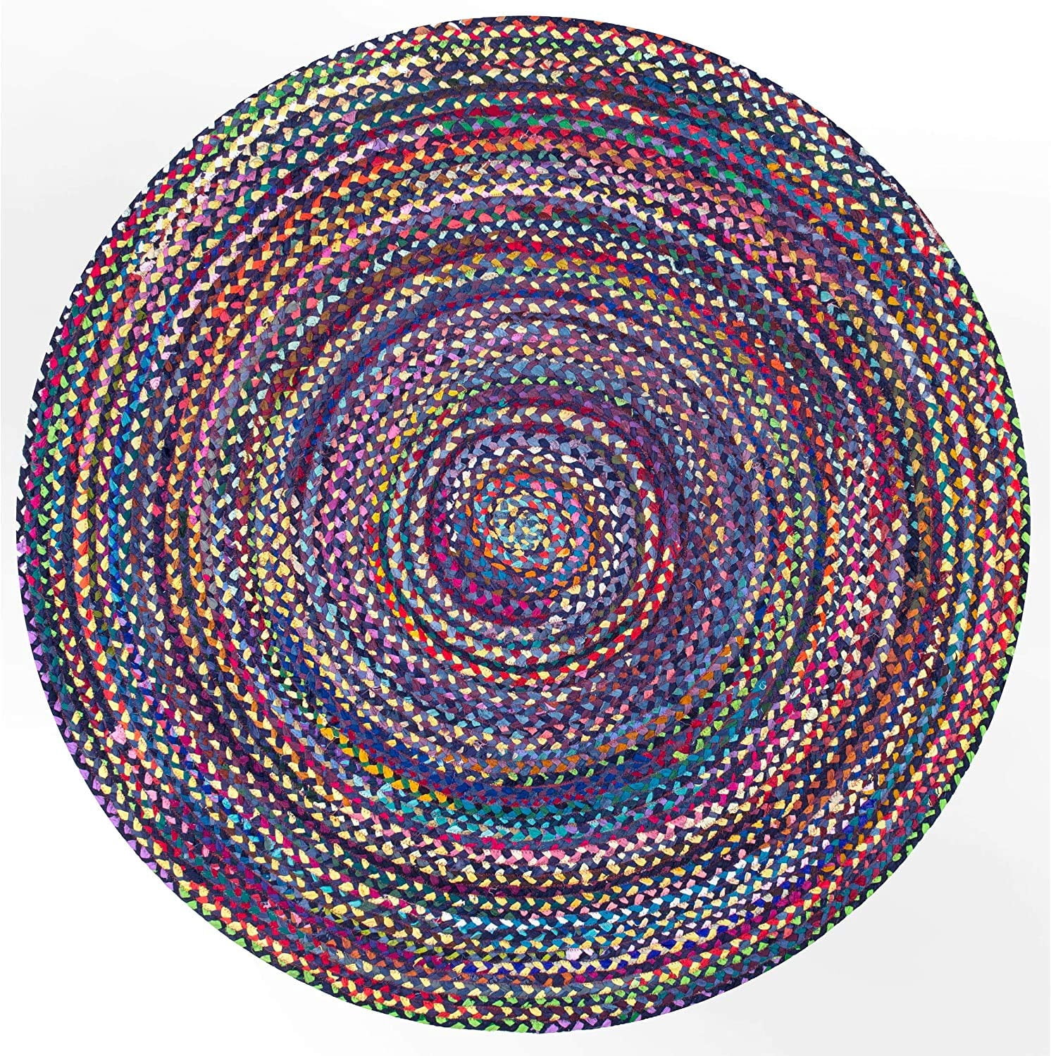 Blue Shade Multi Cotton Area Rugs, Home Décor Rug Size - 8 x 8 Feet Round (240 cm x 240 cm)