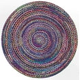 thumbnail image 2 of Indian Handmade Braided Blue Shade Multi Cotton Area Rug, Home Décor Rug, Jute Rug for Bedroom, Dining Room, living room, Doormat Rug Size - 2' Round (60 cm x 60 cm), 2 of 5