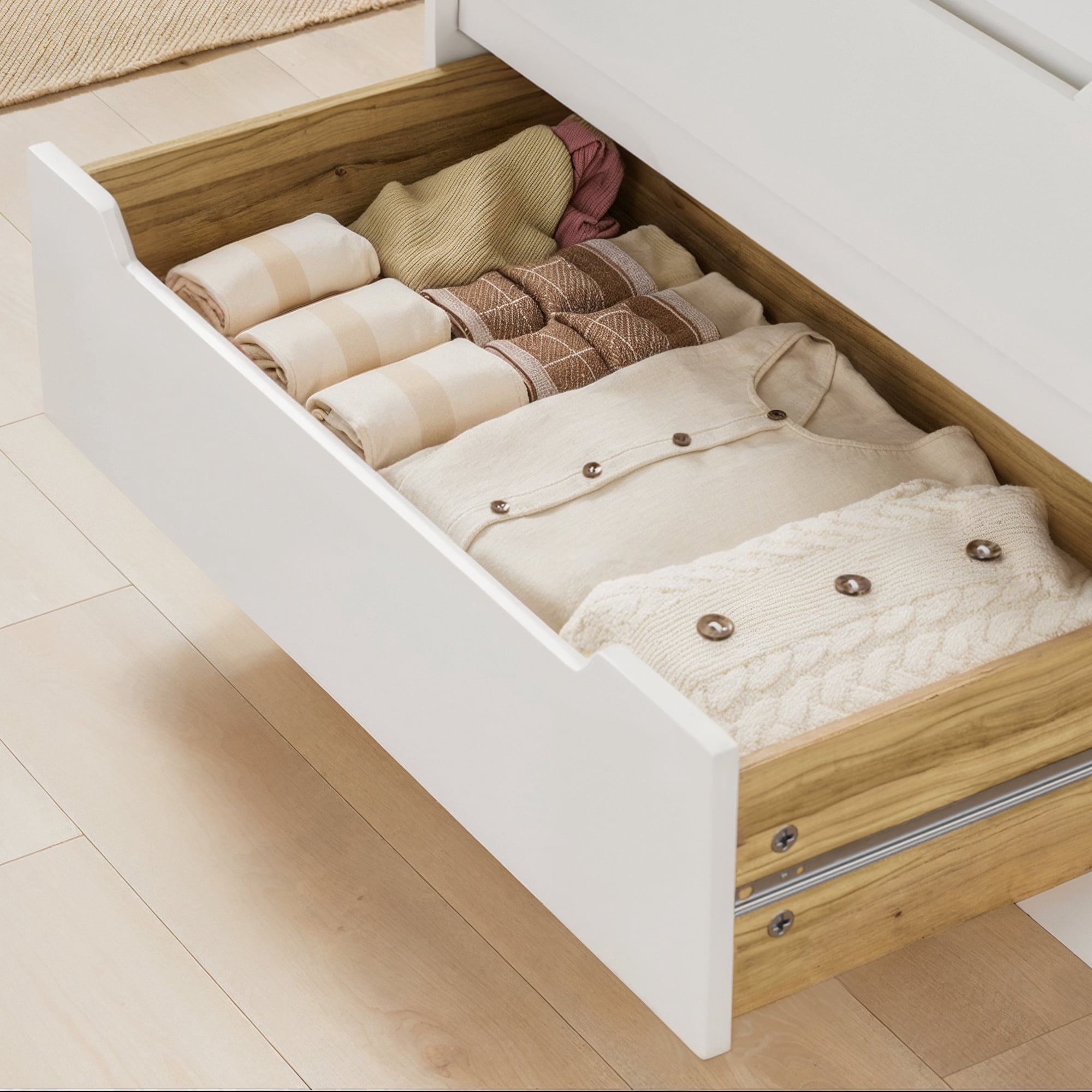 Lofka 6 Drawer Dresser for Bedroom, Tall White Vertical Chest of Drawers with Anti-Tipping, Dual-Size Drawers, Small Space Storage Solution for Apartment, Guest Room
