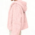 thumbnail image 5 of gbyLJF Womens Faux Fur Coats Solid Color Long Sleeve Hooded Cardigan Winter Casual Short Fuzzy Outwear Jackets, 5 of 9