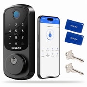 DESLOC B200 Fingerprint Smart Door Lock, Keyless Entry Door Lock, Touchscreen Keypad Deadbolt, App Control, Smart Locks for Front Door, Black
