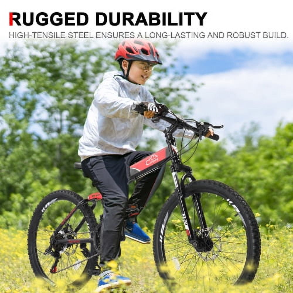 UBesGoo 24in Folding Mountain Bike Shimano 21-Speed, with Disc Brakes for Aldult, Men, Red&Black