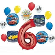Disney Cars Party Supplies Lightning McQueen 6th Birthday Balloon Bouquet Decorations 15 pieces