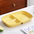 thumbnail image 1 of Divided Dish Diet Reusable Dinner Plate Kitchen Dinnerware Portion Plates For Adults 3 Compartments Microwave Safe Yellow, 1 of 6