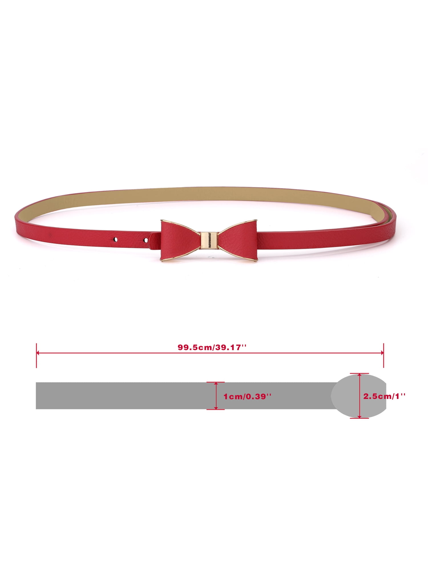 Unique Bargains Women's Metal Edge Bow-knot No Buckle Thin Waist Belt