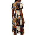 thumbnail image 5 of Halloween Dresses for Women Spider V Neck Witch Hat Cute Wrap Dress Bat Short Sleeve Casual Wedding Guest Dresses L, 5 of 5