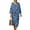 Blue Floral, variant on COEQINE Women's Midi Dress 3/4 Sleeve Wrap V-Neck Casual Sundress, Loose Fit Linen-Like Calf Length Tunic Dress for Women, Machine Washable, Size L, Blue Rose Floral