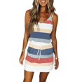 thumbnail image 1 of Nouvelle Robe d'Été Décontractée pour Femme, Col en V, Sans Manches, Mini-Robe à Imprimé Rayé, Robe Multicolore, Robe à Cordon, 1 of 1