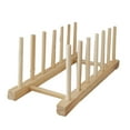 thumbnail image 1 of Vertical Wooden Dish Drying Rack 6 Grids Pine Wood Dish Drying Rack with Stable Base for Cups Cutting Boards, 1 of 5