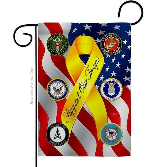 Breeze Decor G158664-BO 13 x 18.5 in. Support All Military Troops Garden Flag with Armed Forces Service Double-Sided Decorative Vertical Flags House Decoration Banner Yard Gift
