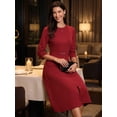 thumbnail image 4 of DARING DIVA Women's Outfit A-Line Keyhole Neck Spring Classy Midi Dresses M Wine Red, 4 of 7