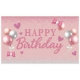 thumbnail image 2 of Pink Style Banner Glitter Design Birthday Party Banner Balloon Decoration Heart Pattern Pink Birthday Banner for Girls Birthday Party Indoor Decoration Birthday Photo Backdrop, 2 of 9