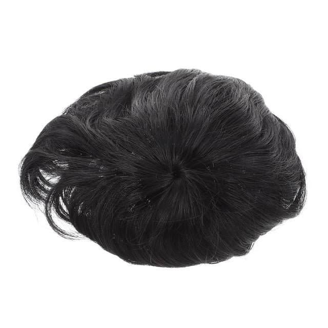Peluca de cabello natural para hombre, corta y recta, con clip para uso diario, realista y cómoda