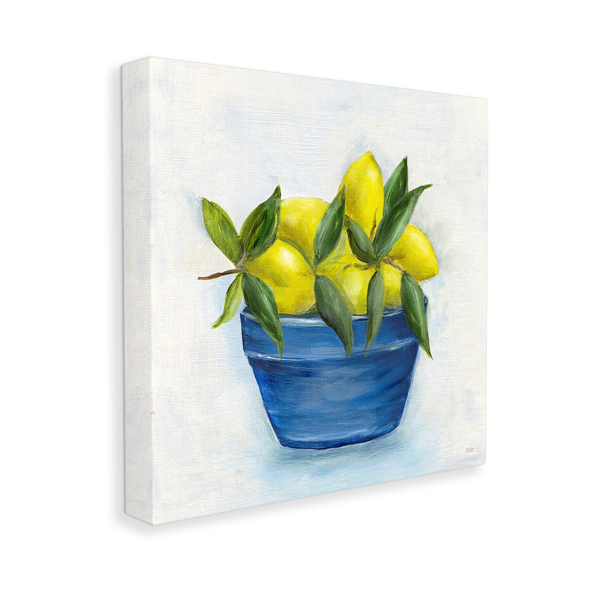 Stupell Industries Lemons in Country Bowl Food & Beverage Painting Gallery Wrapped Canvas Art Print Wall Art, 17 x 17